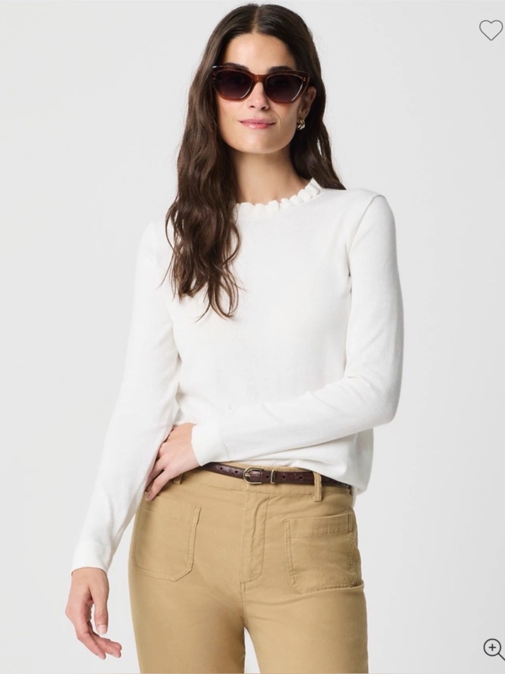 J. Crew Cream Ruffle-Neck Long Sleeve Top